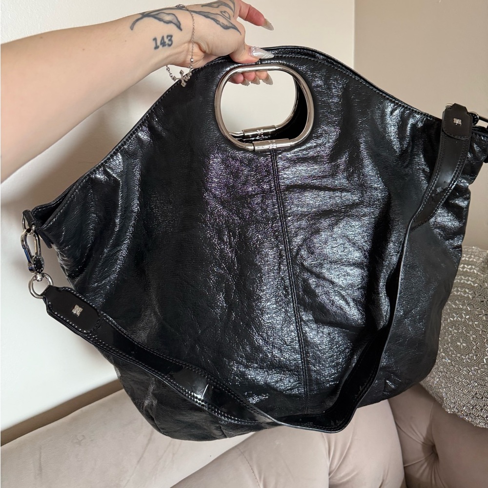 BCBGMaxAzria Shiny Black Tote Bag